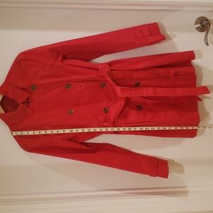 Michael Kors red belted double breast trench coat, medium